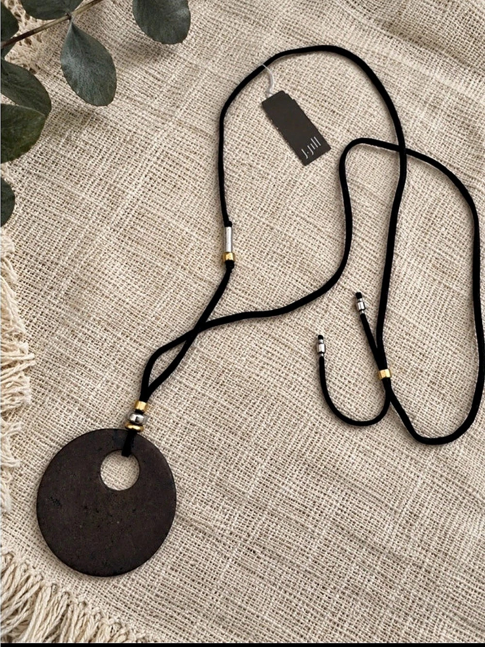 J. Jill Pendant Necklace in Brown & Gold Like New BN5 ov